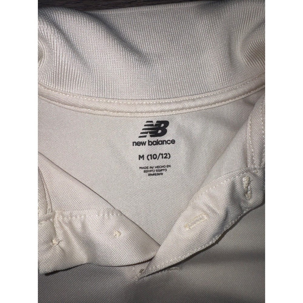 New Balance Boys Short Sleeve Polo Shirt Cream Off White Size M 10/12 Activewear